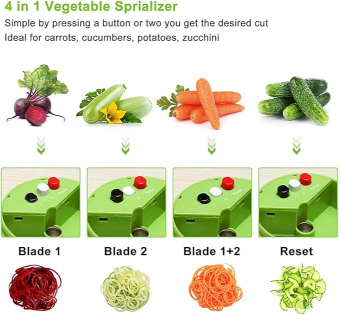 Vegetables Spiralizer, 4 in 1 Spiralizer