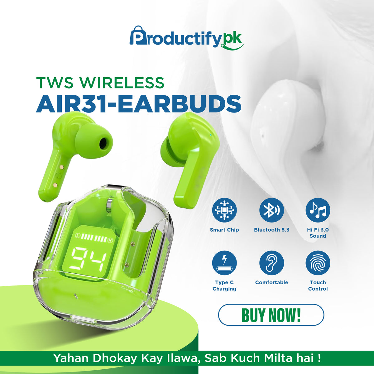 Air 31 Wireless Earbuds (HIGH QUALITY)